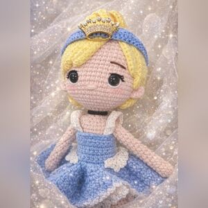 Handmade Crochet Princess Doll - Blue and Yellow